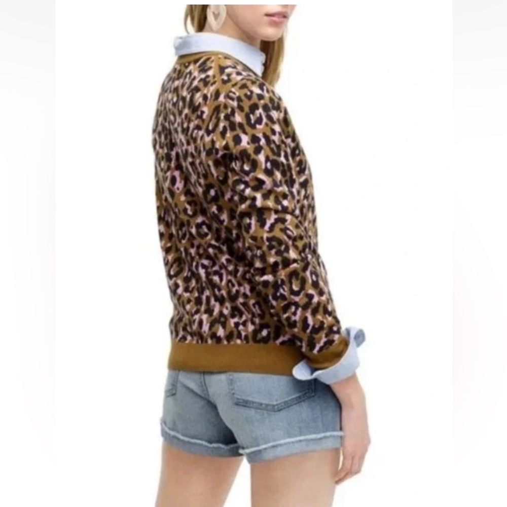 J Crew Leopard Wool Blend Crew Sweater Sz S - Picture 3 of 11